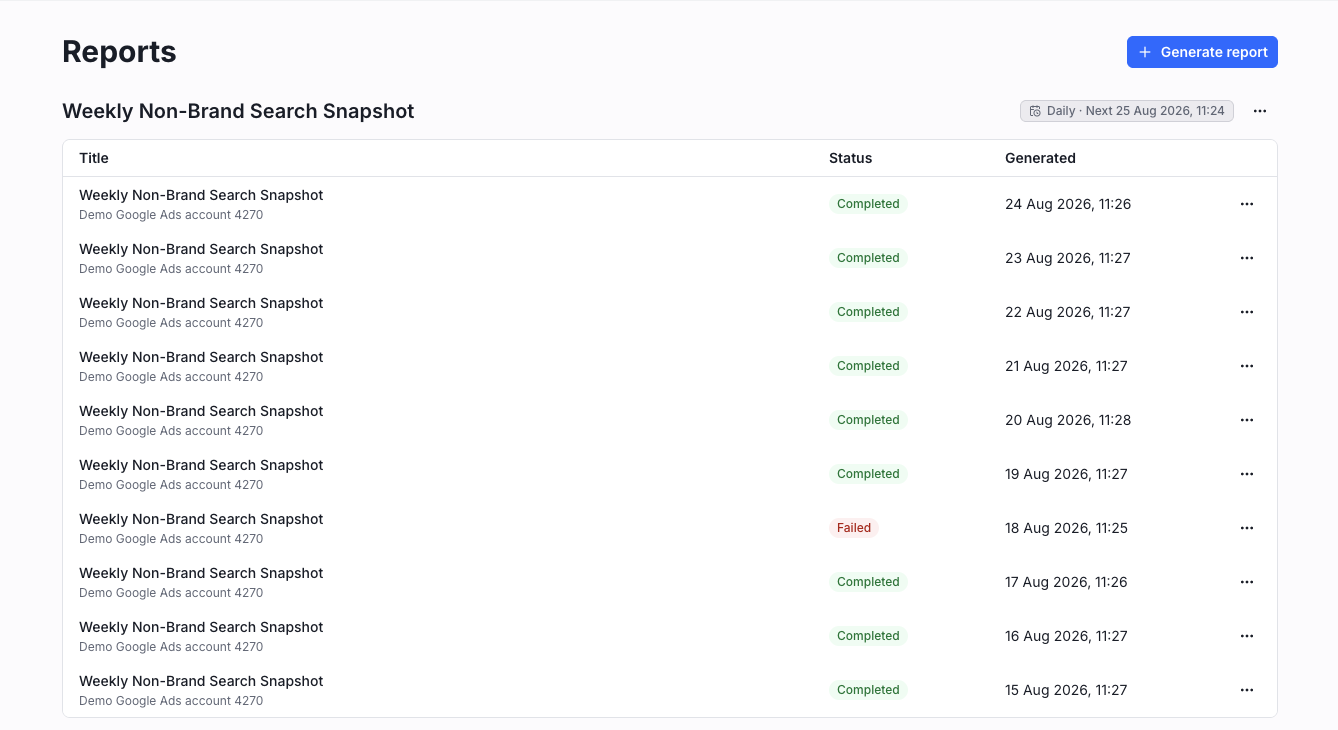 Image: screenshot of the new custom report builder with the "schedule" toggle